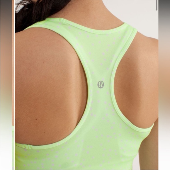 ladies Reversible Racerback Lululemon. Petit Dot Faded Zap lime bright green top - Picture 5 of 13